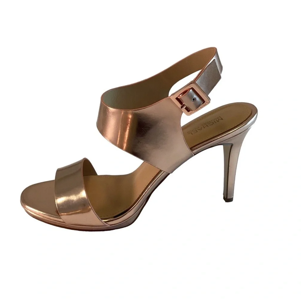 Michael Kors Rose Gold Metallic Leather Heels – Size 7M – 3.75” Heel - Picture 1 of 11
